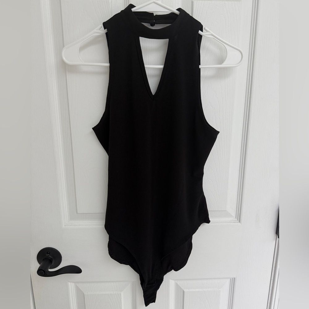 By X By Black Halter Choker Cutout Body Suit Women’s Size S